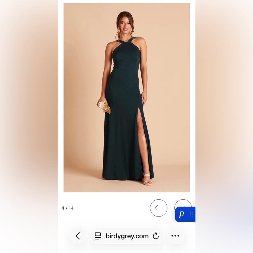 Birdy Grey Emerald Side-Slit Maxi Halter Bridesmaid/Prom Dress